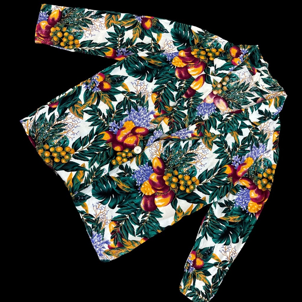 Fruit and botanical print single button blouse - L 27x21